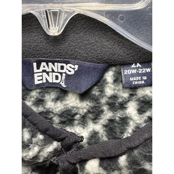 Lands End Womens 2X Leopard Print Zip Up Fleece Jacket with Zip Pockets - Picture 7 of 13